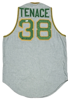 1971 Gene Tenace Game Used & Signed Oakland As Road Jersey Vest (MEARS & JSA)